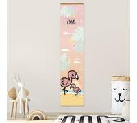Stellasticker - Metro per misurare la crescita dei bimbi personalizzato - con nome e data di nascita - decorazione per cameretta - facile da appendere - design carino e colorato (Fenicottero)