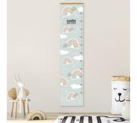 Stellasticker - Metro per misurare la crescita dei bimbi personalizzato - con nome e data di nascita - decorazione per cameretta - facile da appendere - design carino e colorato 129x28 cm (Arcobaleno)