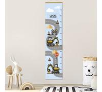 Stellasticker - Metro per misurare la crescita dei bimbi personalizzato - con nome e data di nascita - decorazione per cameretta - facile da appendere - design carino e colorato (Lavori in corso)