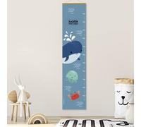 Stellasticker - Metro per misurare la crescita dei bimbi personalizzato - con nome e data di nascita - decorazione per cameretta - facile da appendere - design carino e colorato - 129x28 cm (Balena)