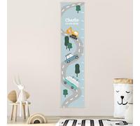 Stellasticker - Metro per misurare la crescita dei bimbi personalizzato - con nome e data di nascita - decorazione per cameretta - facile da appendere - design carino e colorato - 129x28 cm (Strada)