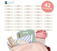 Stellasticker - Mini Etichette adesive personalizzate con nome per penne, matite, spazzolino ecc. Resistenti in microonde e lavastoviglie. Dim: 3.8 x 0.6 cm. (Margherite, 42)