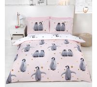 Stellato Pinguini Set Copripiumino Bambini Reversibile Blu & Rosa - Single &
