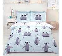 Stellato Pinguini Set Copripiumino Doppio Blu Ghiaccio Bambini - 2 IN 1 Design