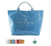 Stellaya Womens Letters Print Tote Bag, Stellaya Fashion Retro Tote Bag, Large PVC Kraft Material (Blue)