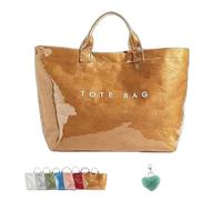 Stellaya Womens Letters Print Tote Bag, Stellaya Fashion Retro Tote Bag, Large PVC Kraft Material (Khaki)