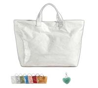 Stellaya Womens Letters Print Tote Bag, Stellaya Fashion Retro Tote Bag, Large PVC Kraft Material (White)