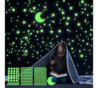 Stelle Adesive Fluorescenti da Parete, 455 Pezzi Autoadesive Stelle e Luna Luminose da Soffitto, Decorazioni per Cameretta Bambini, Stelline Luminose Adesive Colorate Decorative, Adesivi Brillante