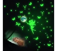 Stelle Adesive Fluorescenti da Parete, Autoadesive Fata Farfalla Stelle e Luna Luminose da Soffitto, Luminoso Adesivi Murali Bambini Decorazioni per Cameretta Bambini Ragazza
