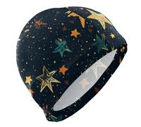 Stelle Astratto Nero Modello Nuoto cuffie per capelli corti calvi Impermeabile Nuoto per gli Uomini Protezione dei Capelli e Drag Riduzione gorros para Nadar en Piscina Mujer