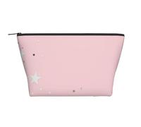 Stelle bianche rosa stampate, Borsa da toilette Borsa per trucco Borsa per cosmetici Borsa da toilette da viaggio portatile