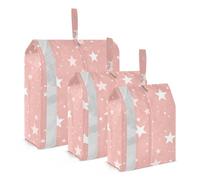 Stelle bianche su sfondo rosa, 3 pezzi, sacchetti da viaggio riutilizzabili per armadio, sacchetti di plastica
