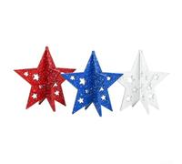 Stelle decorative in legno nero per la decorazione della casa, set di 3 decorazioni patriottiche da tavolo per il giorno della commemorazione del 4 luglio, stile fattoria, 14 x 15 cm