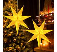 Stelle di Carta 3D Luminose 35 cm - 2 Pezzi - Decorazione Origami da Appendere per Natale, Matrimoni, Compleanni, Feste