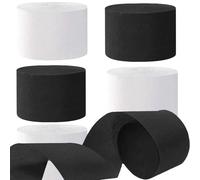 Stelle filanti di carta crespa bianche e nere, 4,6 cm, 6 rotoli, bianco e nero per feste, 25 m per rotolo per decorazioni per feste di compleanno e matrimoni
