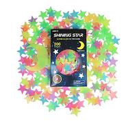 Stelle Fluorescenti Adesive Soffitto, 200 Pezzi 3D Stelle e Luna Luminose da Parete Decorazione per Camera di Bambini, Stelline Adesive Luminose Colorate per Cameretta, Crea il Tuo Cielo Stellato