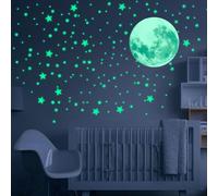 Stelle fosforescenti, 435 pezzi, stelle fosforescenti da soffitto, stelle fosforescenti e luna, adesivi murali per decorazioni murali, cameretta dei bambini, camera da letto e soggiorno (verde)