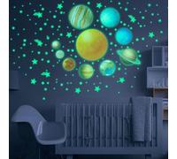 Stelle fosforescenti, 517 pezzi, stelle fosforescenti da soffitto, stelle fosforescenti e luna, adesivi murali per decorazioni murali, cameretta dei bambini, camera da letto e soggiorno (verde)