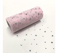 Stelle Luna Tulle Roll Glitter Paillette Tulle Mesh Baby Shower Tutu Gonna Organza Decorazione Festa di Nozze 15cm x 22,8m (Rosa Chiaro)