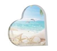 Stelle marine Beach Sea Palms stampate, Decorazioni acriliche a forma di cuore che stampano un ricordo di placca acrilica per donne, uomini e donne