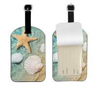 Stelle marine e conchiglie da spiaggia,Etichette per bagagli in pelle PU, etichette per bagagli resistenti da viaggio, 2 pezzi