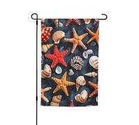 Stelle marine e conchiglie modello stampa bandiera giardino doppia parteggiato bandiere dell'iarda per le decorazioni esterne