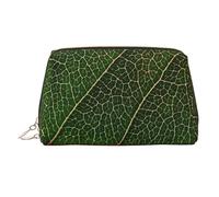 Stelle Orientali Stelle Stampato Trucco Borsa per Le Donne Portatile In Pelle Trucco Borsa Da Viaggio Oro Cerniera Cosmetici Borse Organizzatore, Vene Texture Foglia Verde, One Size, Astuccio per