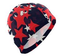 Stelle rosse 4 luglio nuoto impermeabile per adulti unisex capelli corti tappi impermeabili per le donne nuoto protezione dei capelli e riduzione della resistenza Gorro para Piscina Mujer