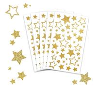 Stelle Sticker Natalizie, 5 Fogli Stelle Autoadesive Stickers, Natalizi Stelle Stickers, Adesivi Stelle Glitterati, Adesivi Stelline, Natale Stelle Adesivi Glitterati, Sticker Stelle (oro)