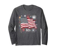 Stelle, Strisce e Candele magiche Maglia a Manica, Unisex per Adulti, Grigio Scuro, XL