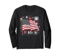 Stelle, Strisce e Candele magiche Maglia a Manica, Unisex per Adulti, Nero, M
