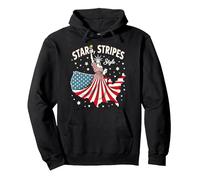 Stelle, Strisce e Stile Icona Felpa con Cappuccio, Unisex per Adulti, Nero, L
