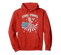 Stelle, Strisce e Stile Icona Felpa con Cappuccio, Unisex per Adulti, Rosso, L