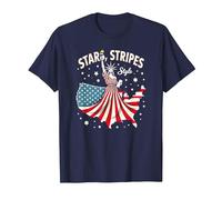 Stelle, Strisce e Stile Icona Maglietta, Uomo, Navy, L
