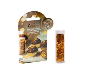 Stelline edibili color oro per decorazione torte e dolcetti natalizi 1 g Decora