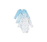 Stellou & friends Body per bambini, 100% cotone biologico, set da 3 pezzi, morbido e di alta qualità, per ragazzi e ragazze, a maniche lunghe e a maniche corte, certificato Oeko-Tex 100, blu/bianco,