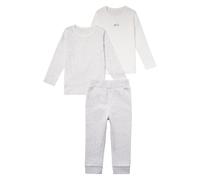Stellou & friends Baby & Kleinkind - Set di 3 vestiti di alta qualità, in 100% cotone, 2 magliette a maniche lunghe e pantaloni in jersey, certificato Oeko-TEX 100, Grigio/Bianco, 62-68