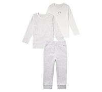 Stellou - Set di vestiti per neonati, 3 pezzi, cotone biologico, 2 magliette a maniche lunghe e pantaloni in jersey, grigio/bianco., 86/92 cm