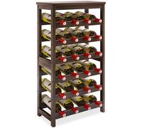 STELLSTAR Scaffalatura per vino per bottiglie da 24 bottiglie Scaffalature in bambù a 6 livelli con portabottiglie di vino da tavolo con ripiani non oscillanti Noce