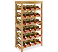 STELLSTAR Scaffale da pavimento per 24 bottiglie di vino con ripiani Scaffale per vino in bambù a 6 livelli Organizzatore di bottiglie di vino indipendente per cucina naturale