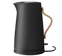Stelton Bollitore elettrico Emma - Fornello elettrico - Teiera e caffè scandinava - Filtro, interruttore di sicurezza per cottura a secco con spegnimento, manico in legno di faggio - 1,2 litri, nero