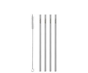 Stelton Cannucce riutilizzabili, in acciaio inox, set da 4 pezzi, con spazzola per la pulizia