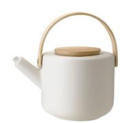Stelton Teiera Theo - Teiera rustica in gres porcellanato, coperchio e manico in bambù, design scandinavo, finitura in ghisa, elegante accessorio da tè, 22 x 16 cm, 1,25 litri, colore: sabbia