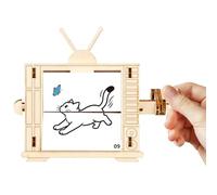 STEM Animation Toy - Wooden DIY TV Science Experiment Kit Hand Operated Crank Mechanical Learning Set | Educational Model Building Kit + Creative Play for Kids Boys Girls Preschool Birthday Christmas