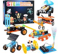 STEM - Scatola per esperimenti, 7 pezzi, robot per bambini | Il motore, le ruote e il pannello solare invitano a giocare: scoprire giocosamente costruzioni, test e relazioni tecniche