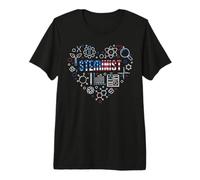 Steminist American Flag Cuore - Scienza, Tecnologia e Matematica STEM Maglietta Premium