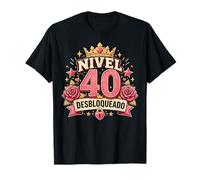 Stemma a Forma di Corona Rosa Nivel 40 Desbloqueado 40th Roses Maglietta