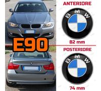 STEMMA BMW SERIE 3 E90 FREGIO LOGO EMBLEMA COFANO ANTERIORE 82 POSTERIORE 74 mm
