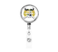 Stemma del Benin Bobina porta badge in metallo resistente, porta badge retrattile con clip da cintura per porta badge identificativo dipendente insegnante