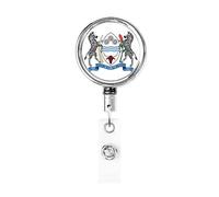 Stemma del Botswana Bobina porta badge in metallo resistente, porta badge retrattile con clip da cintura per porta badge identificativo dipendente insegnante